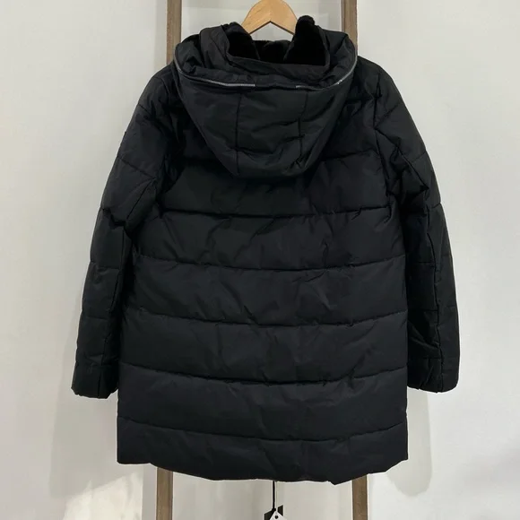 YES ZEE Black Hooded Down Puffer Coat Removable Inner Vest Women’s Size XS NWT - Picture 6 of 10